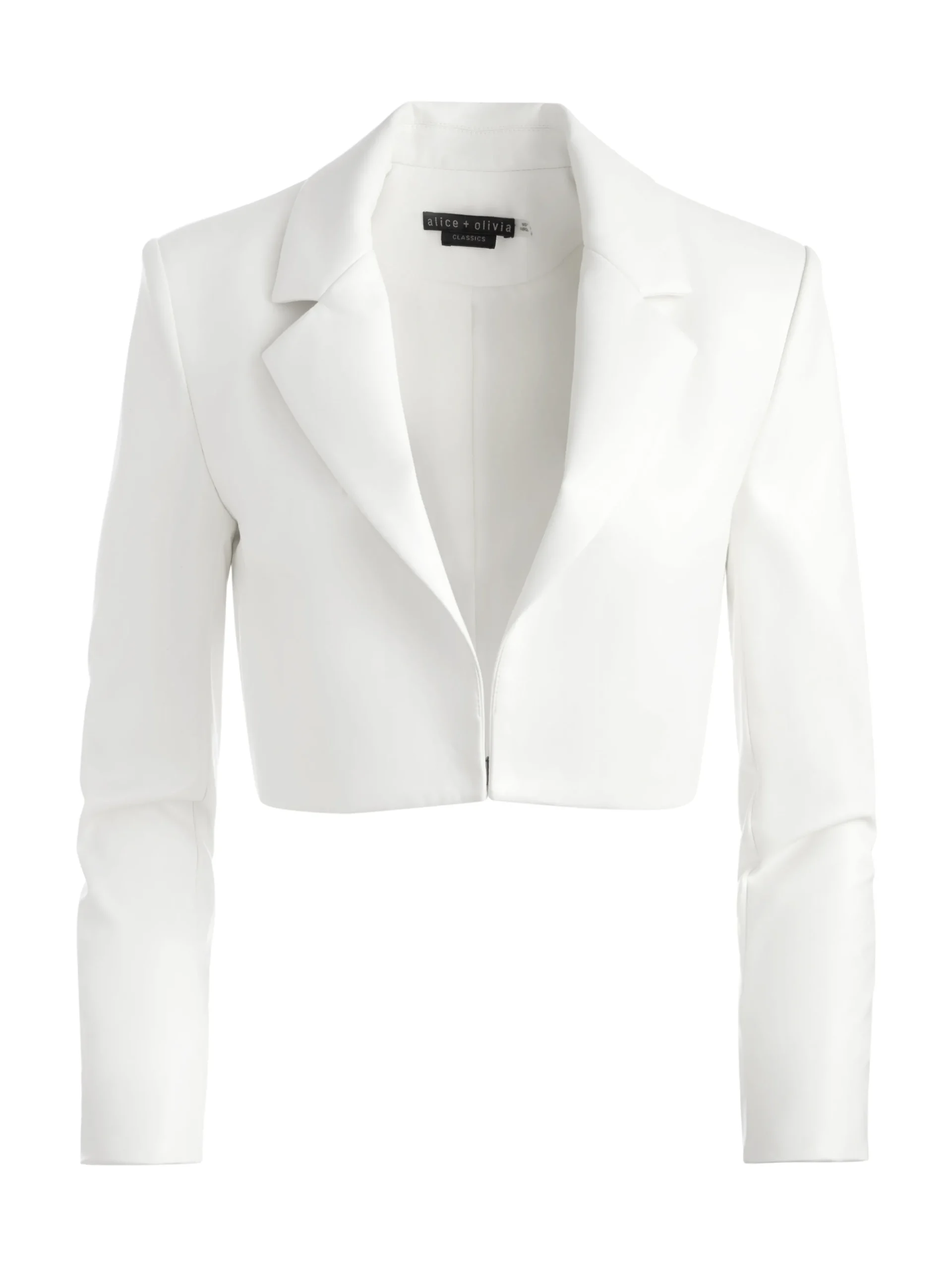 Alice and Olivia ABBOTT CROPPED RUCHED SLEEVE VEGAN LEATHER BLAZER ECRU*FEATURED SHOPS | FEATURED SHOPS | CLOTHING