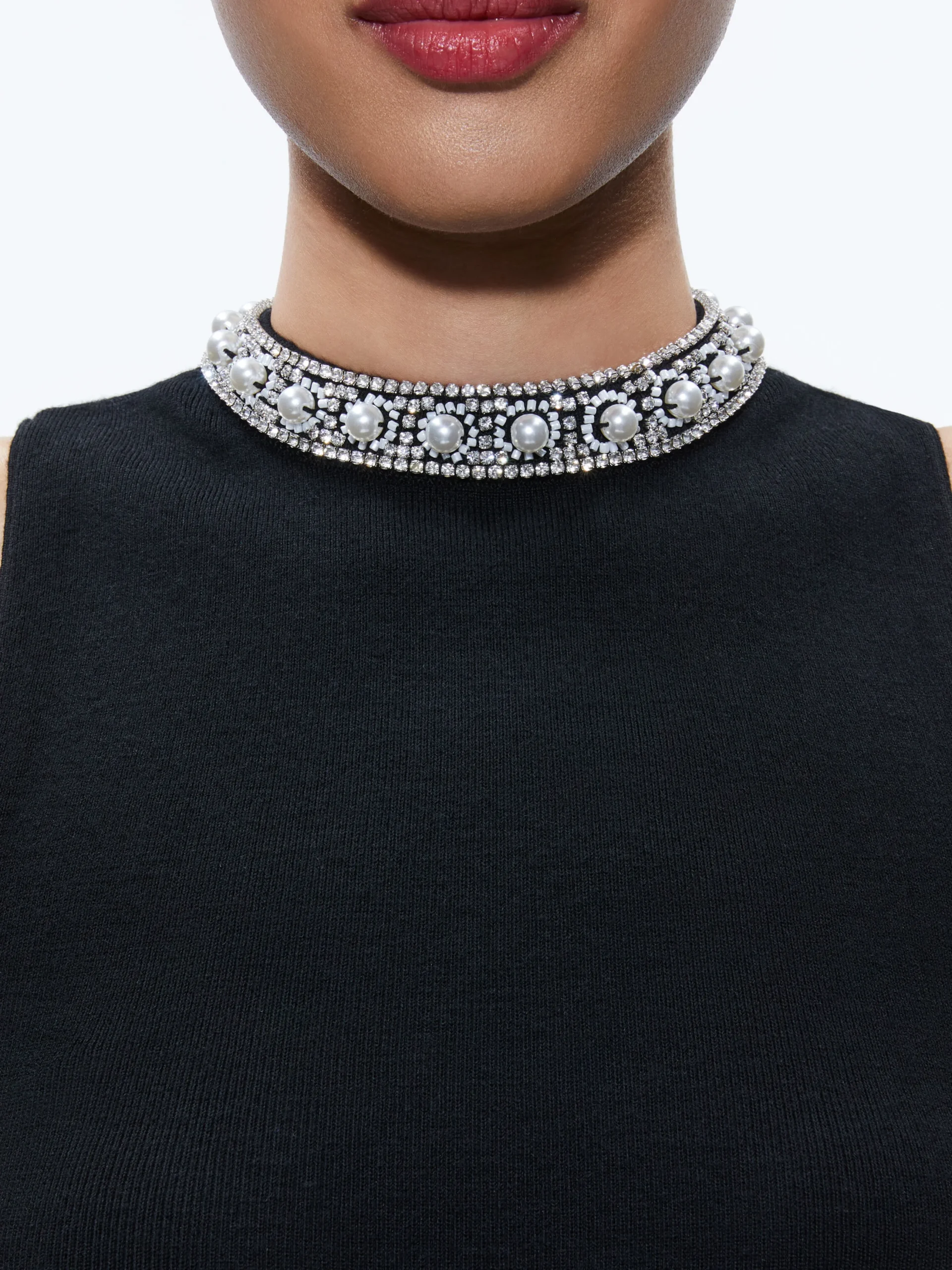 Alice and Olivia AMITY EMBELLISHED NECK CROPPED TANK *CLOTHING