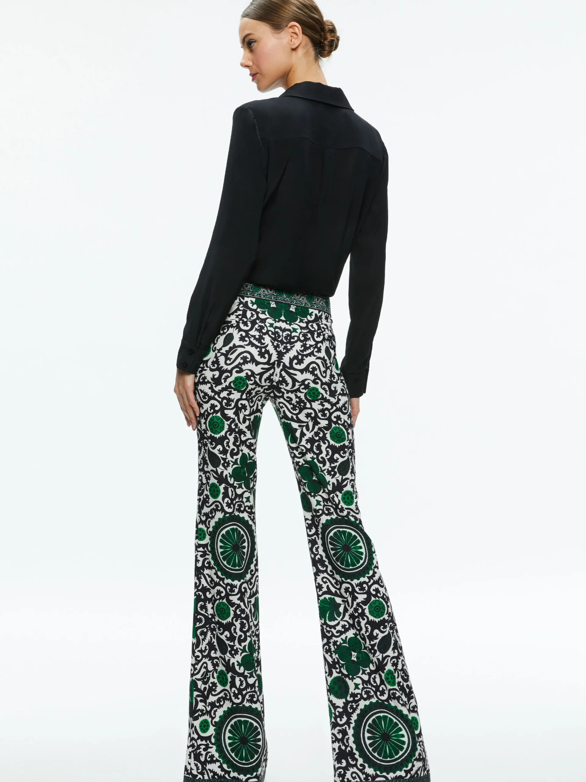 Alice and Olivia ANDREW HIGH WAISTED BOOTCUT SLIM PANT MONARCH LIGHT EMERALD SMALL*FEATURED SHOPS | CLOTHING