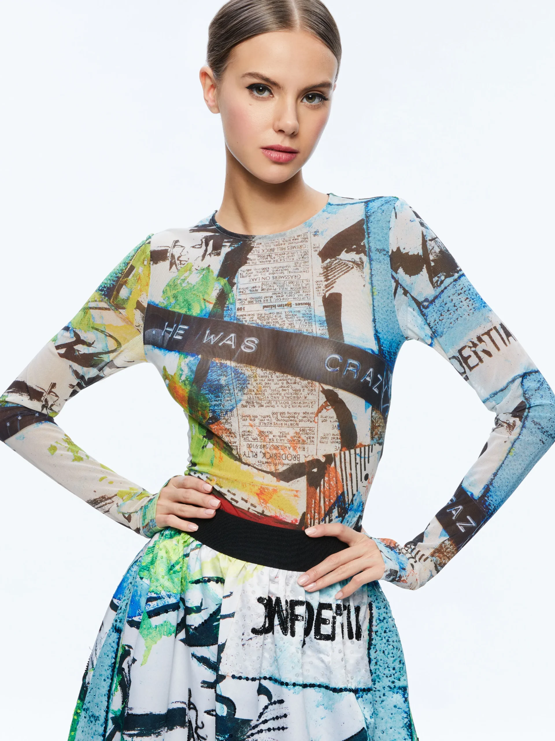 Alice and Olivia A+O X BASQUIAT DELAINA TOP CONFIDENTIAL*CLOTHING