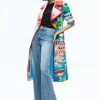 Alice and Olivia A+O X BASQUIAT NEVADA VEGAN LEATHER TRENCH COAT INSIGNIA*FEATURED SHOPS | CLOTHING