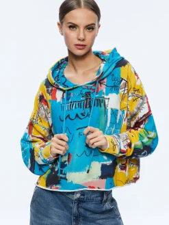 Alice and Olivia A+O X BASQUIAT SUNNY CROPPED HOODIE UNTITLED*CLOTHING