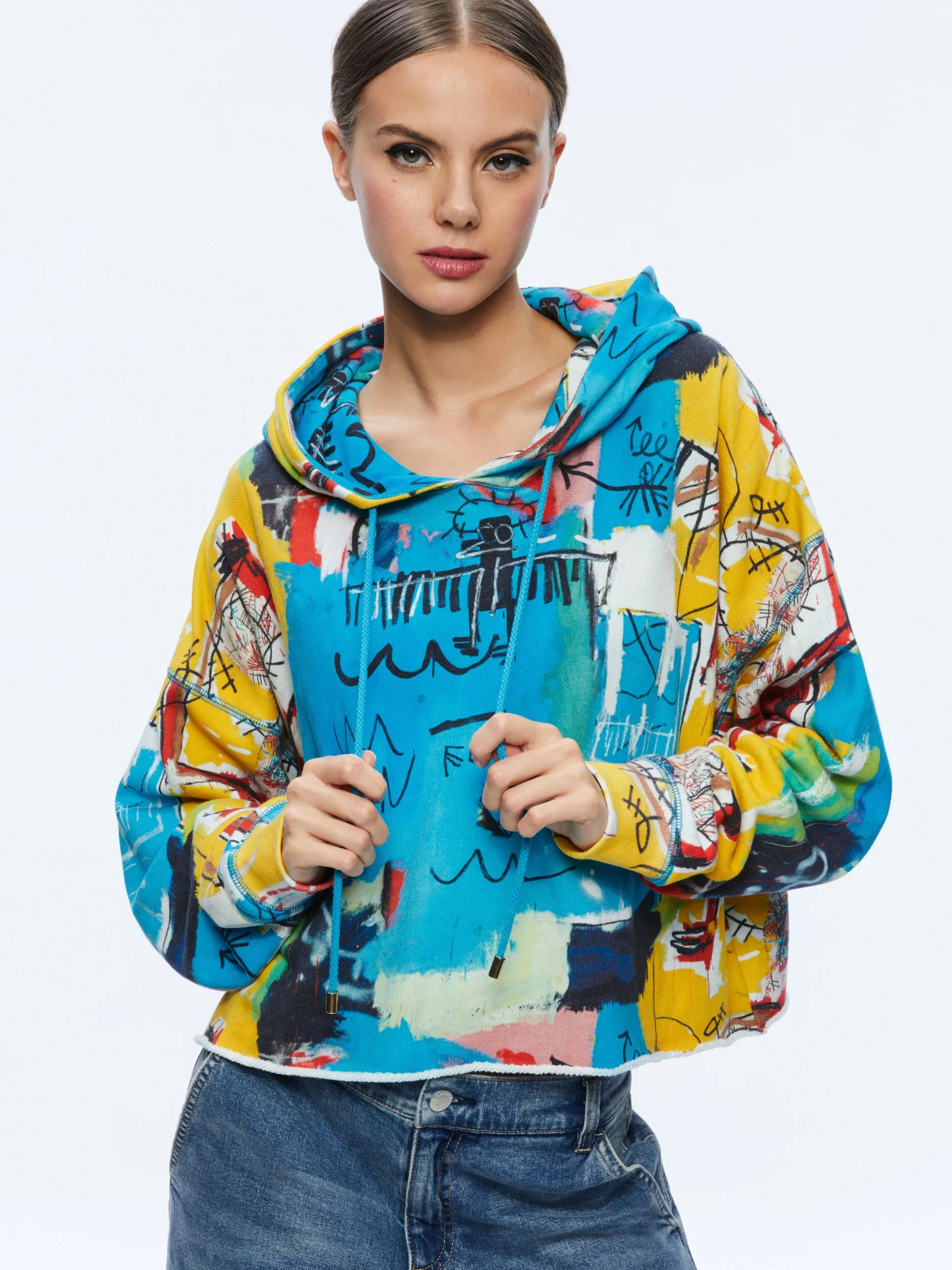 Alice and Olivia A+O X BASQUIAT SUNNY CROPPED HOODIE UNTITLED*CLOTHING