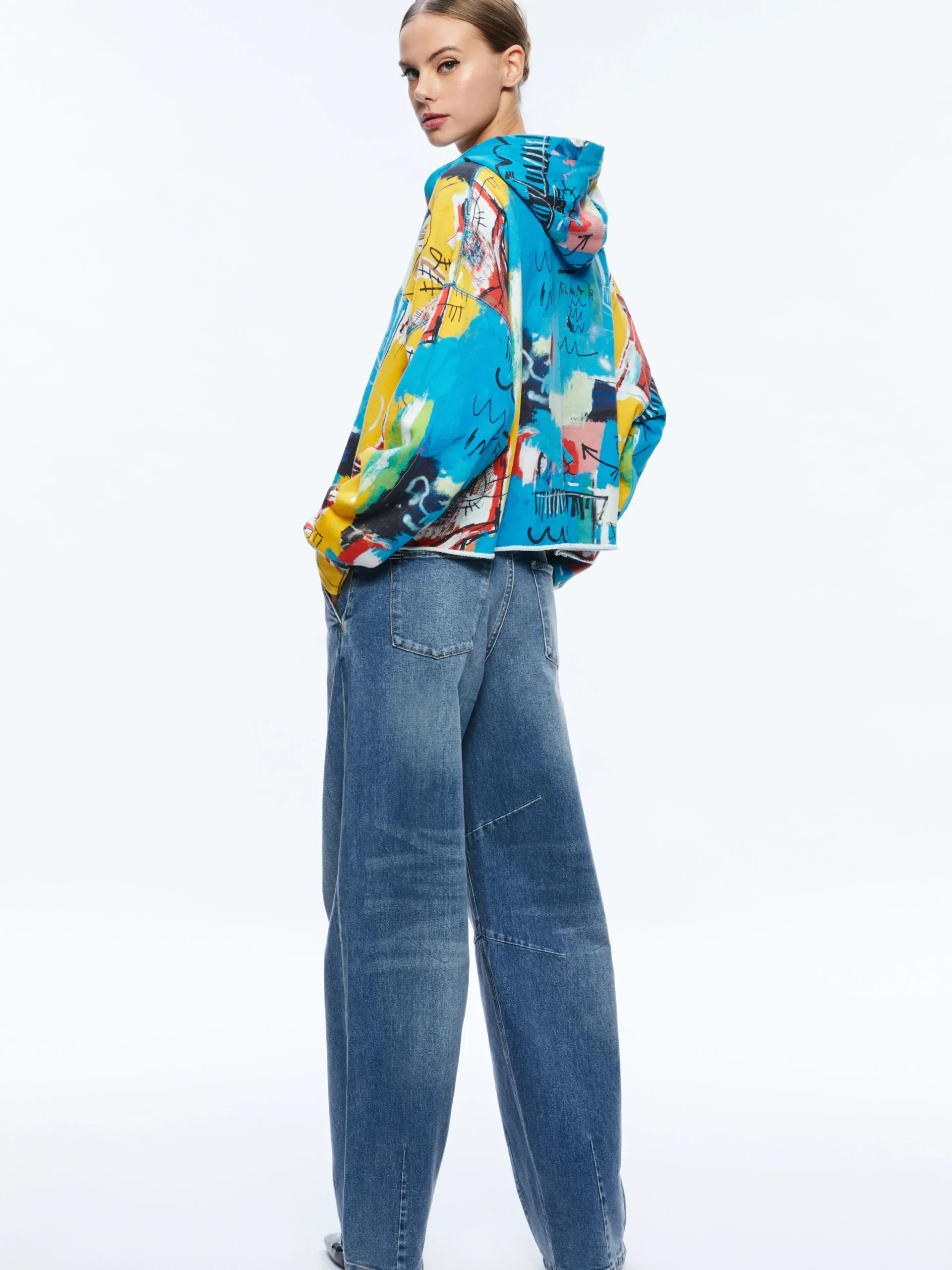 Alice and Olivia A+O X BASQUIAT SUNNY CROPPED HOODIE UNTITLED*CLOTHING