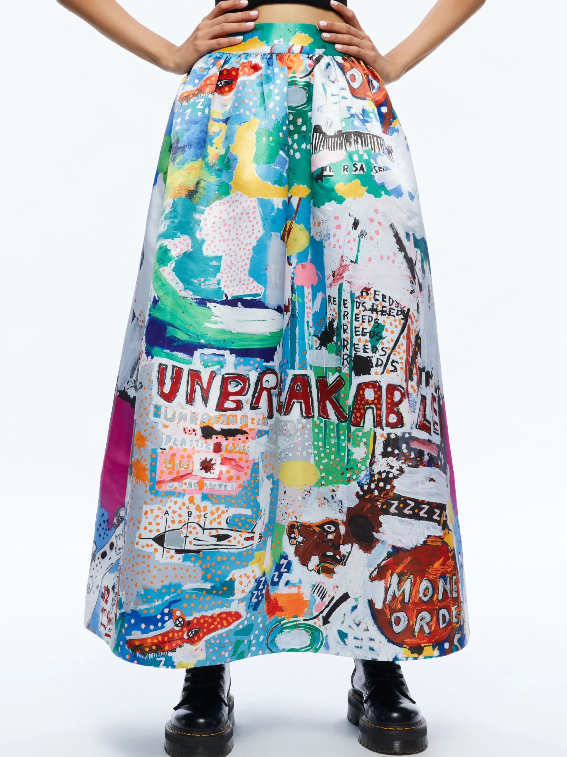 Alice and Olivia A+O X BASQUIAT TINA TEA LENGTH SKIRT UNBREAKABLE*FEATURED SHOPS | CLOTHING