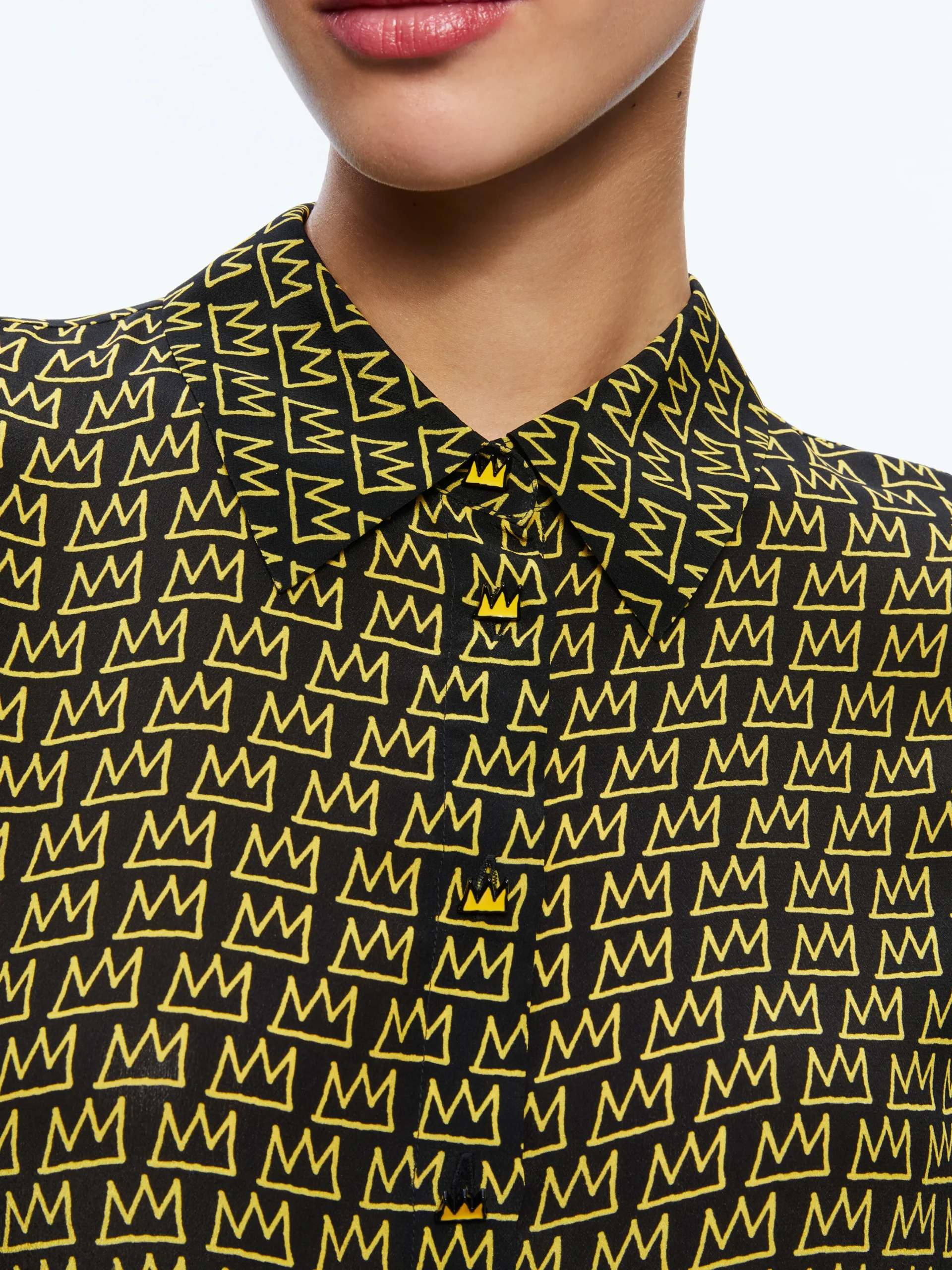 Alice and Olivia A+O X BASQUIAT WILLA PLACKET TOP KING PLEASURE*CLOTHING