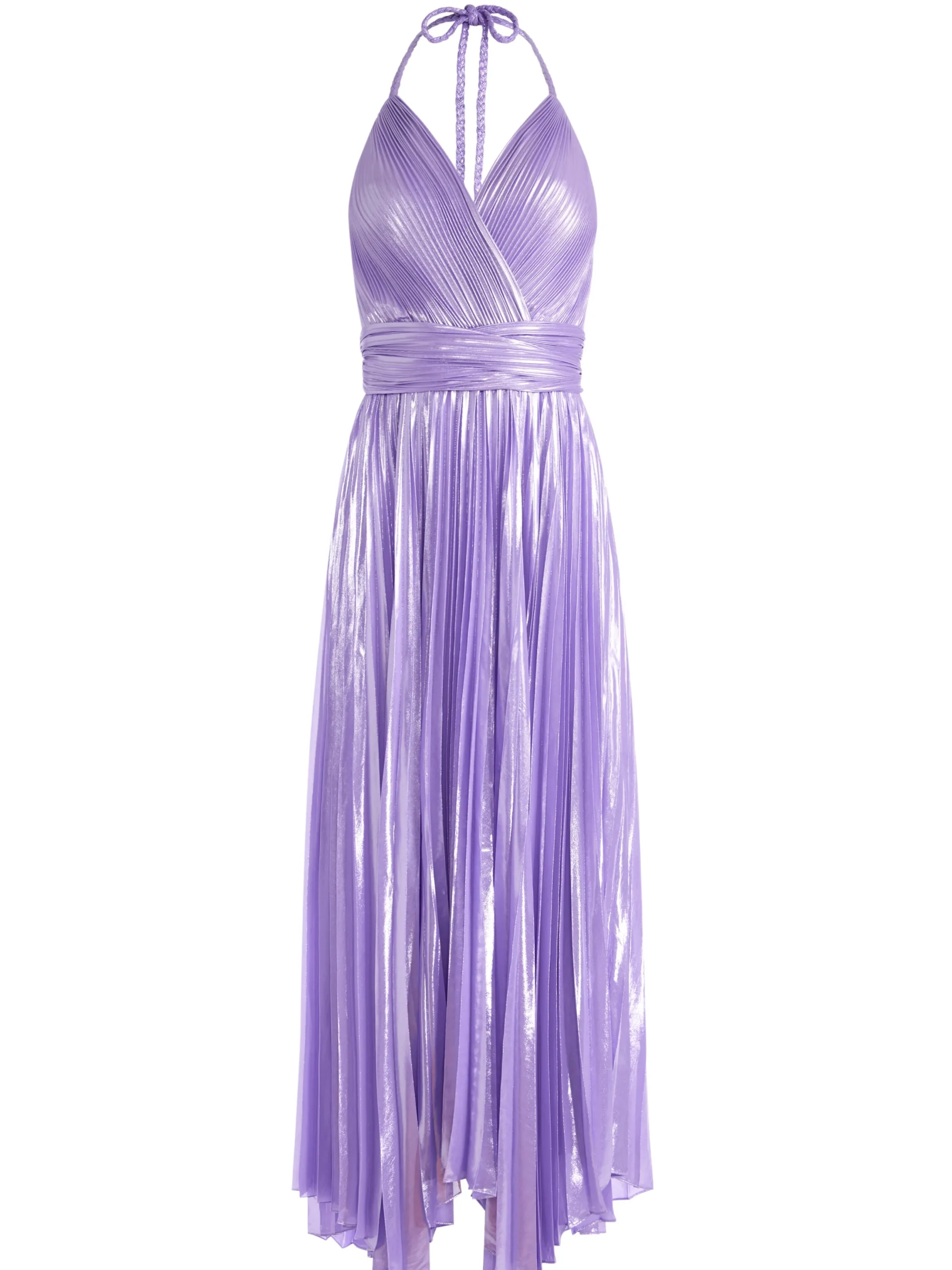 Alice and Olivia ARISTA SLEEVELESS HALTER NECK PLEATED MAXI DRESS SOLSTICE*DRESSES | DRESSES | CLOTHING