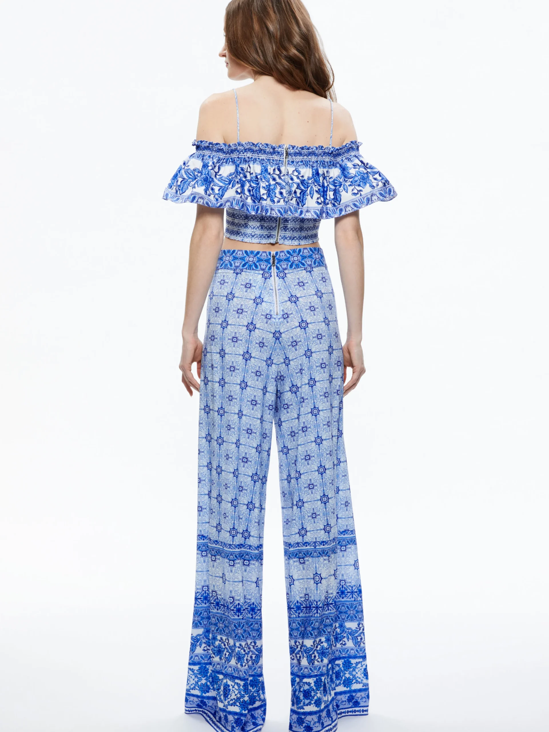 Alice and Olivia ATHENA WIDE LEG PANT GREEK TILE*CLOTHING