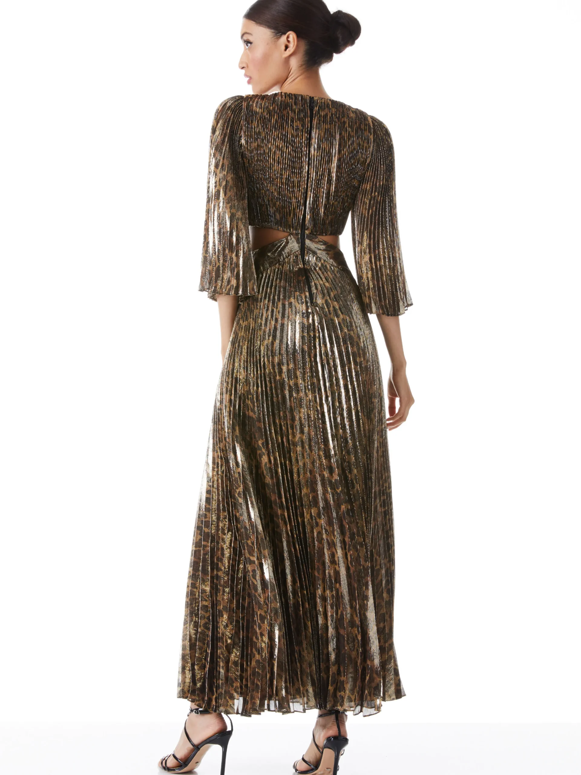 Alice and Olivia BAHAMA V-NECK CUT OUT MAXI DRESS SPOTTED LEOPARD*DRESSES | CLOTHING