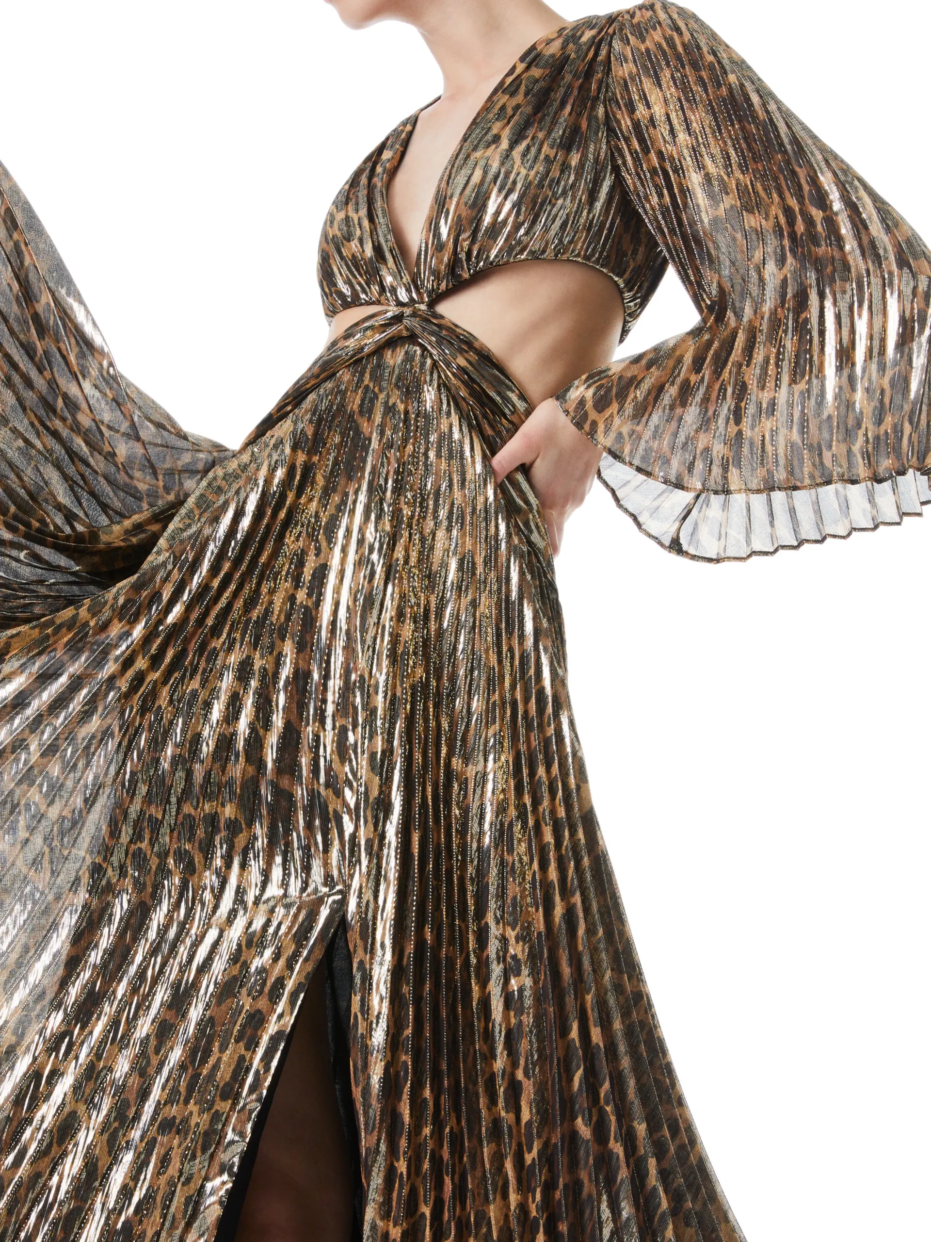 Alice and Olivia BAHAMA V-NECK CUT OUT MAXI DRESS SPOTTED LEOPARD*DRESSES | CLOTHING