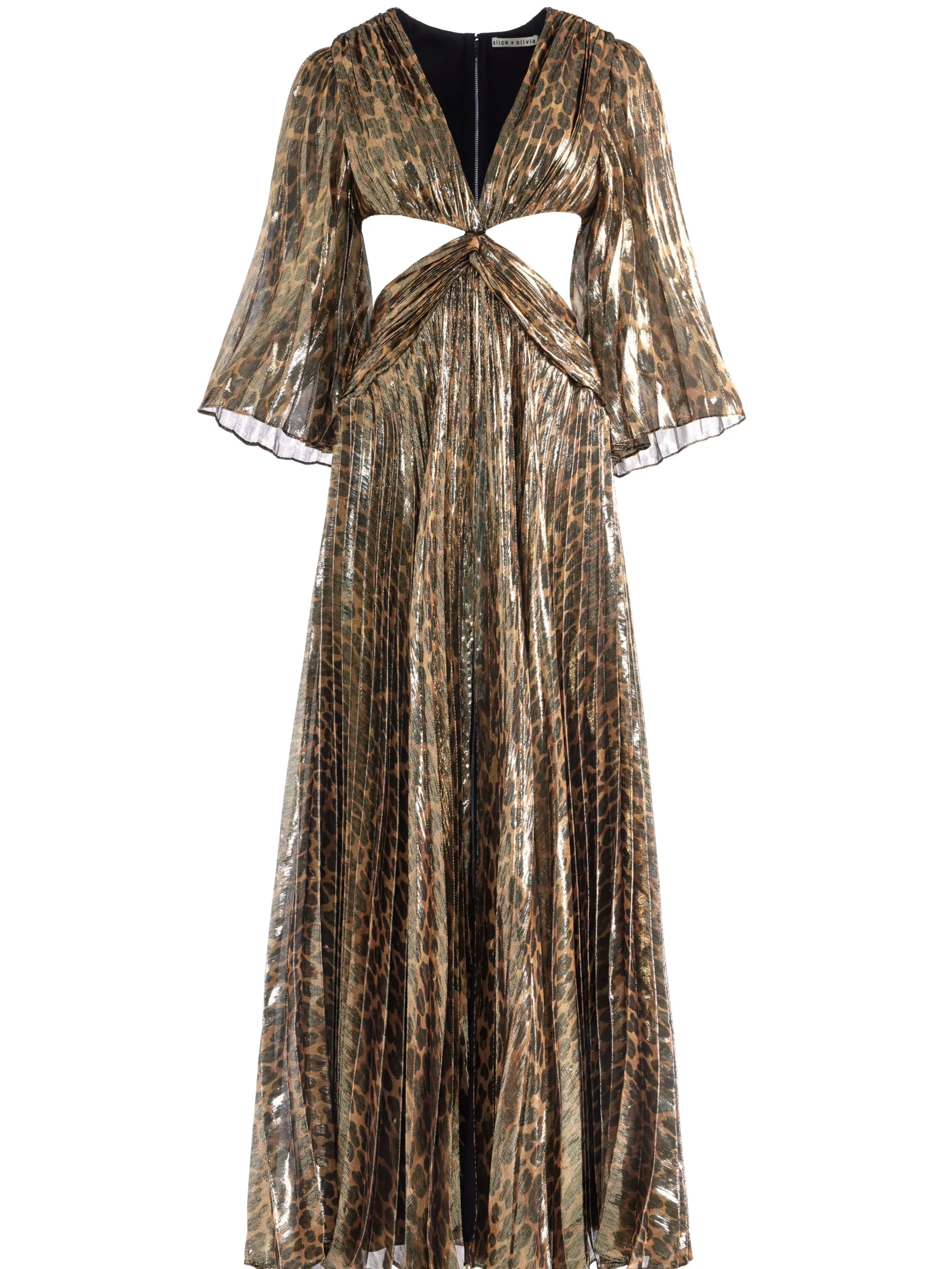 Alice and Olivia BAHAMA V-NECK CUT OUT MAXI DRESS SPOTTED LEOPARD*DRESSES | CLOTHING