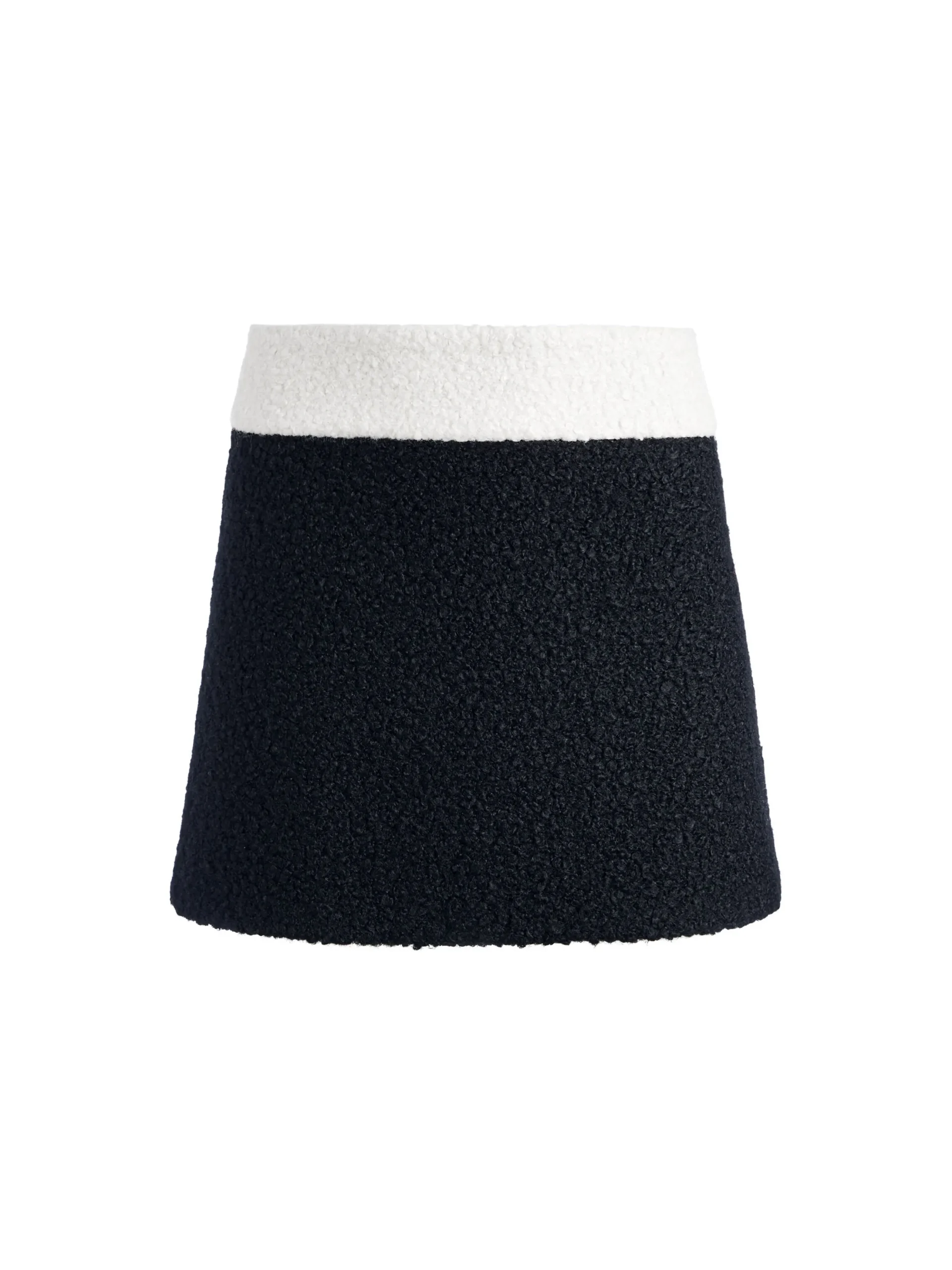 Alice and Olivia BAILEY FUZZY KNIT MINI SKIRT BLACK/ECRU*CLOTHING