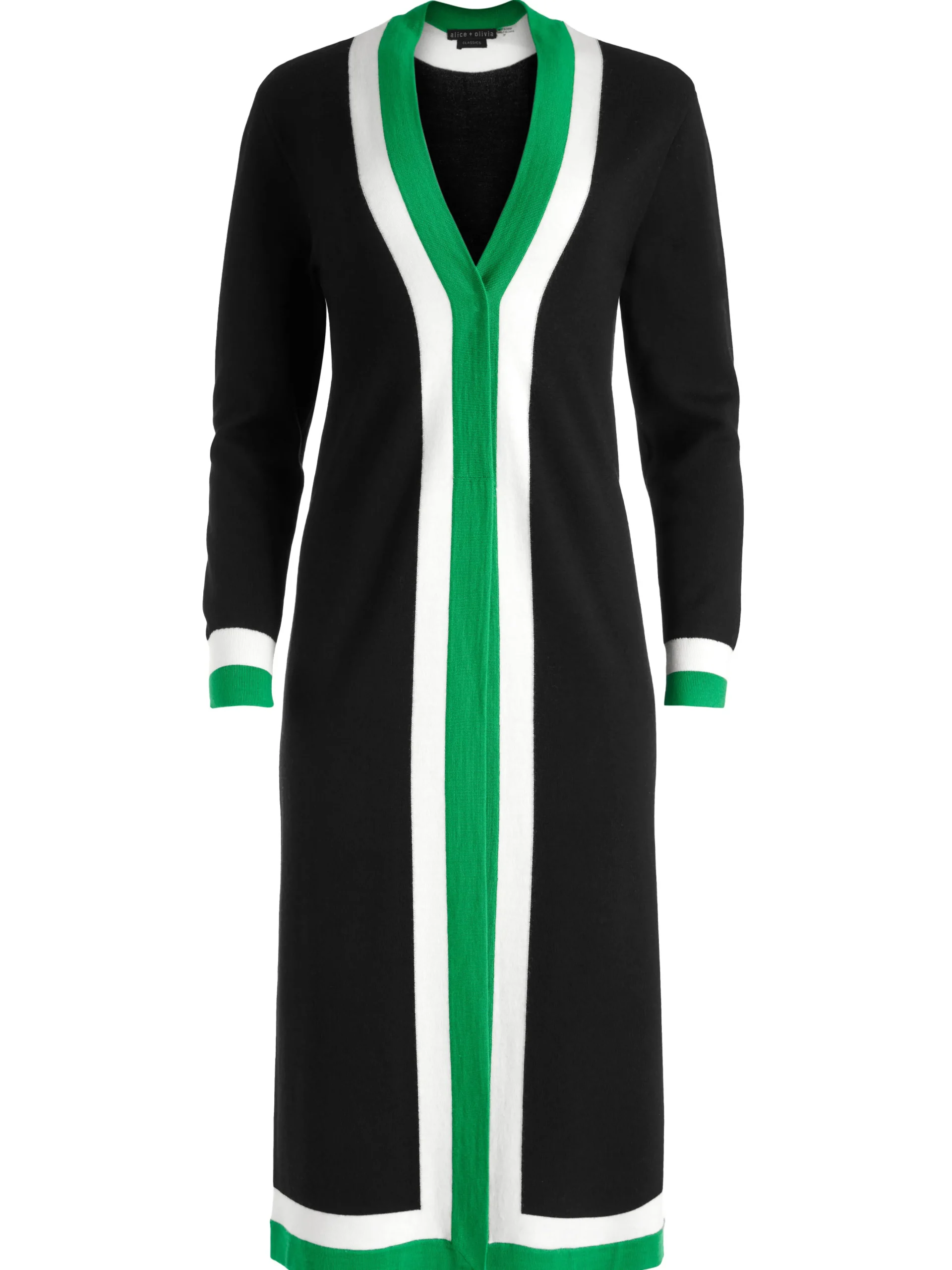 Alice and Olivia BRADFORD CARDIGAN BLACK/LIGHT EMERALD/ECRU*FEATURED SHOPS | CLOTHING