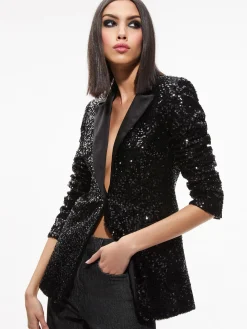 Alice and Olivia BREANN SEQUIN FITTED BLAZER + LARA SEQUIN BOOTCUT PANT *CLOTHING