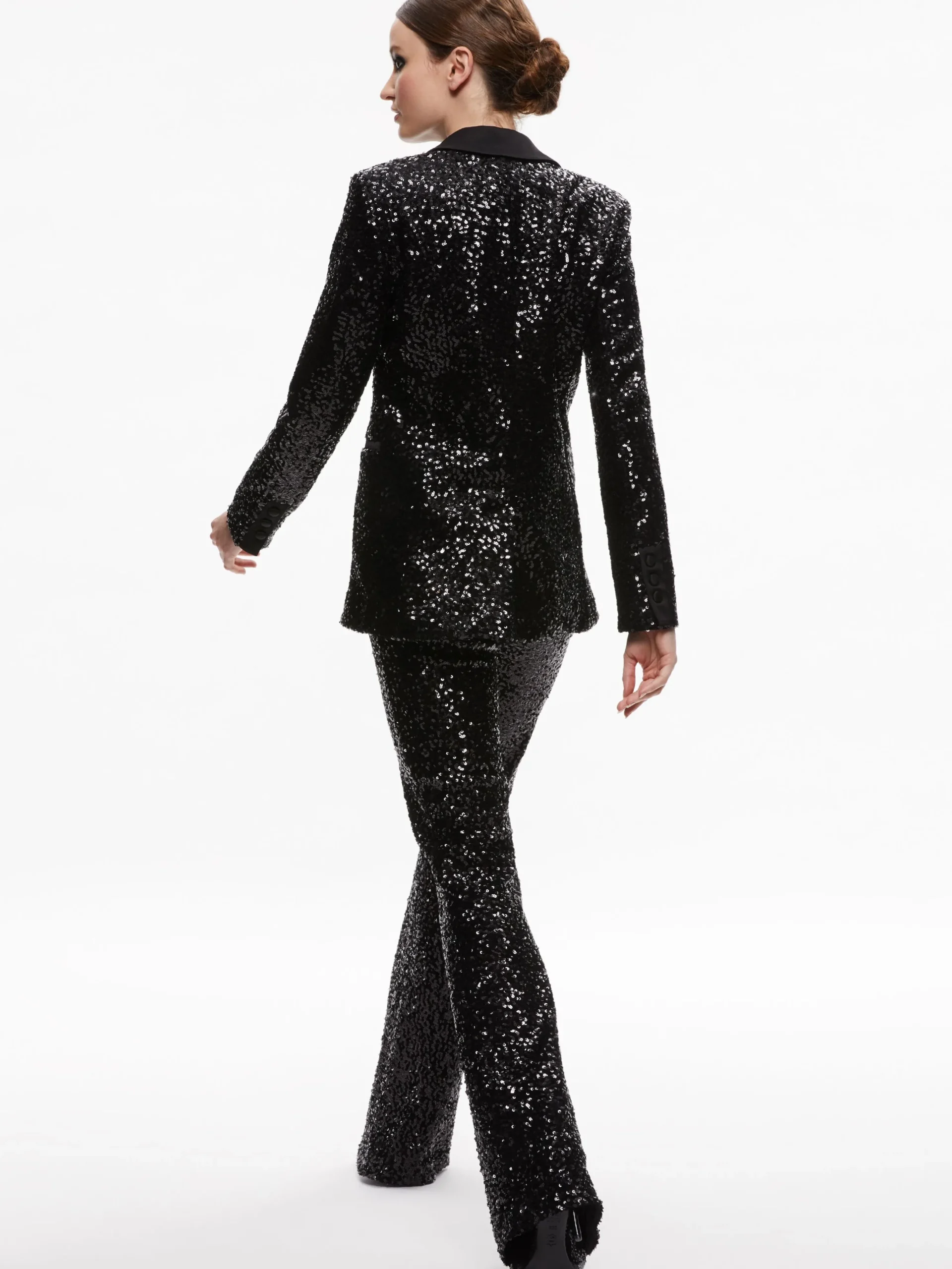 Alice and Olivia BREANN SEQUIN FITTED BLAZER + LARA SEQUIN BOOTCUT PANT *CLOTHING