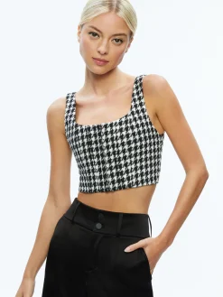 Alice and Olivia BRESLIN CORSET TOP BLACK/OFF WHITE*FEATURED SHOPS | CLOTHING