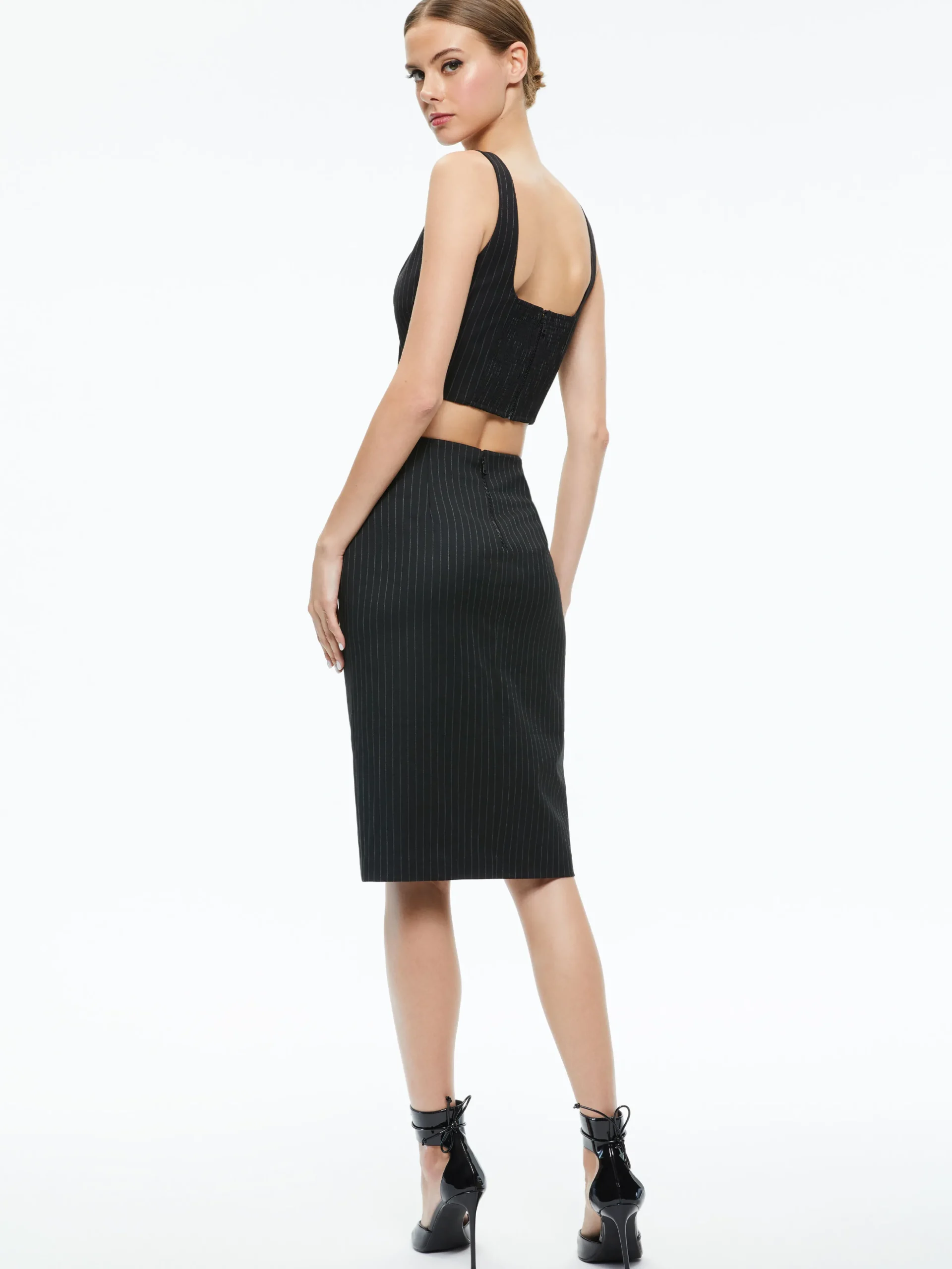 Alice and Olivia BRESLIN CORSET TOP + SIOBHAN FRONT WRAP MIDI SKIRT *CLOTHING