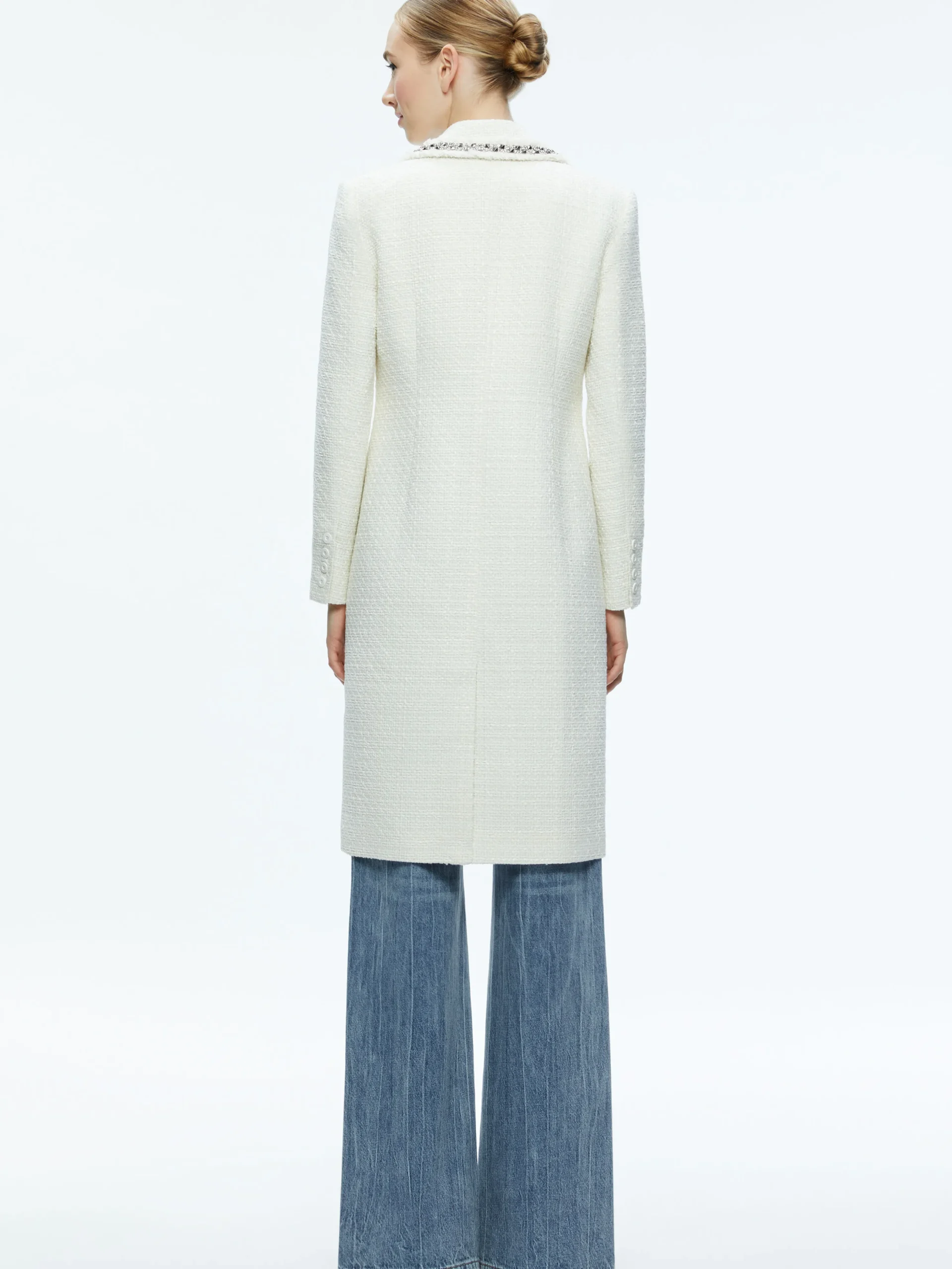 Alice and Olivia BRET EMBELLISHED LONG BLAZER OFF WHITE*FEATURED SHOPS | FEATURED SHOPS | CLOTHING