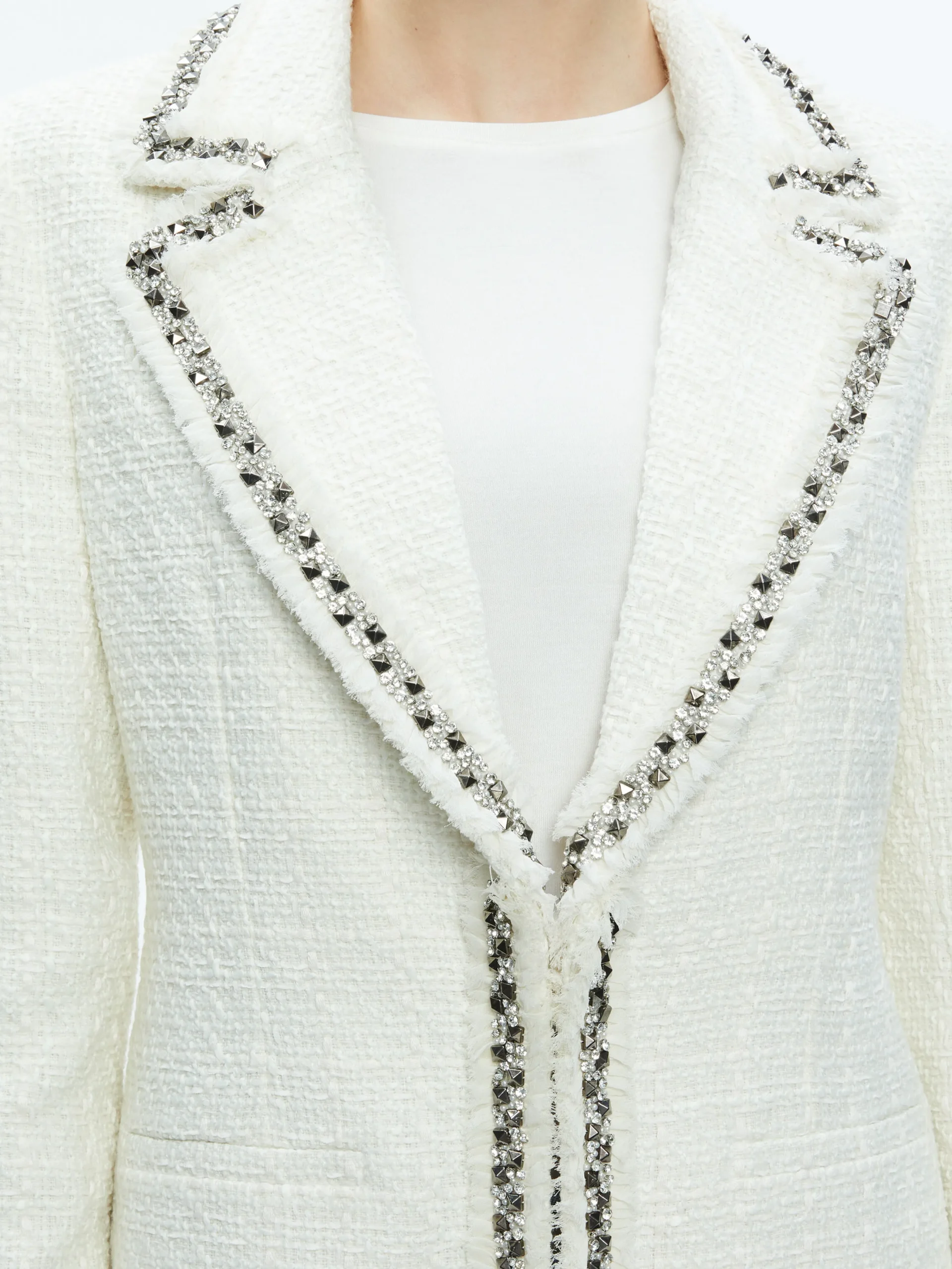 Alice and Olivia BRET EMBELLISHED LONG BLAZER OFF WHITE*FEATURED SHOPS | FEATURED SHOPS | CLOTHING