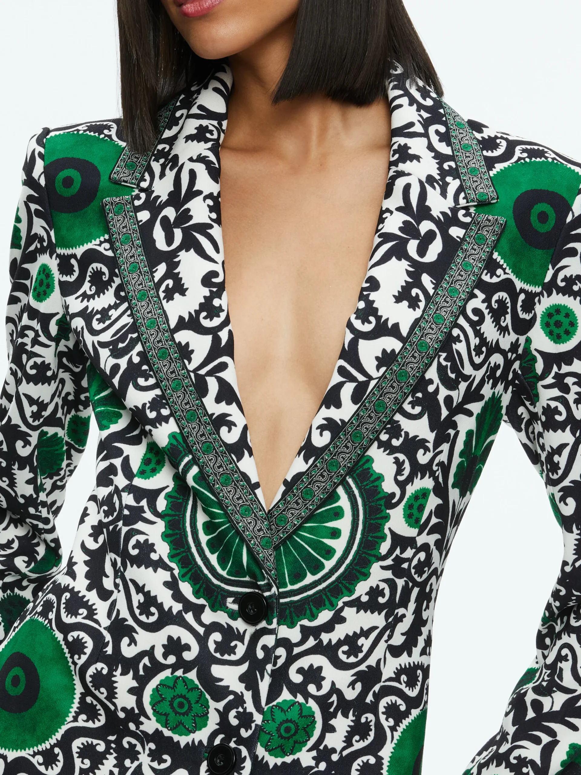 Alice and Olivia BRET LONG BLAZER MONARCH LIGHT EMERALD SMALL*FEATURED SHOPS | CLOTHING