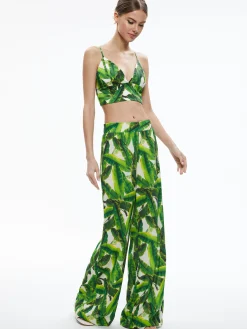 Alice and Olivia CARLI TIE BACK BRA TOP SUN PALM OFF WHITE*CLOTHING