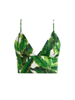 Alice and Olivia CARLI TIE BACK BRA TOP SUN PALM OFF WHITE*CLOTHING