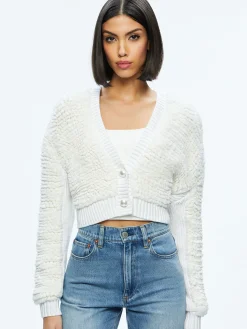 Alice and Olivia CASILDA FAUX FUR CROPPED CARDIGAN *CLOTHING