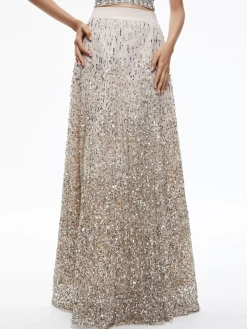 Alice and Olivia CATRINA SEQUIN EMBELLISHED GOWN SKIRT CHAMPAGNE/MULTI*CLOTHING