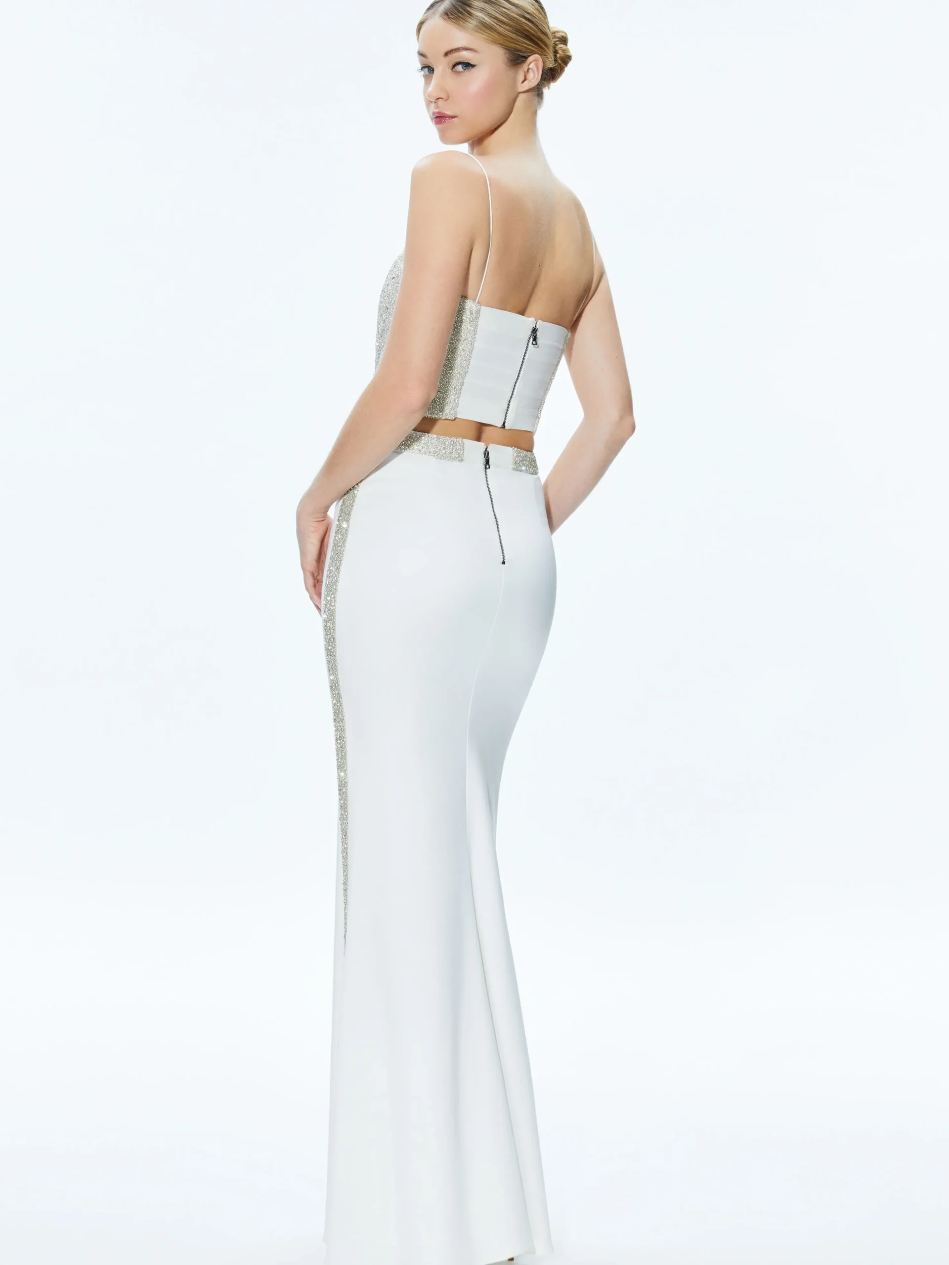 Alice and Olivia CERESI EMBELLISHED CROP TOP + MARILYNN EMBELLISHED MAXI SKIRT *CLOTHING