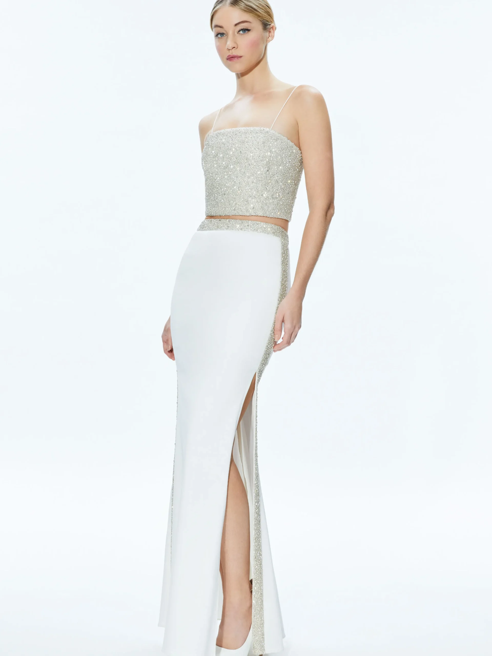 Alice and Olivia CERESI EMBELLISHED CROP TOP + MARILYNN EMBELLISHED MAXI SKIRT *CLOTHING