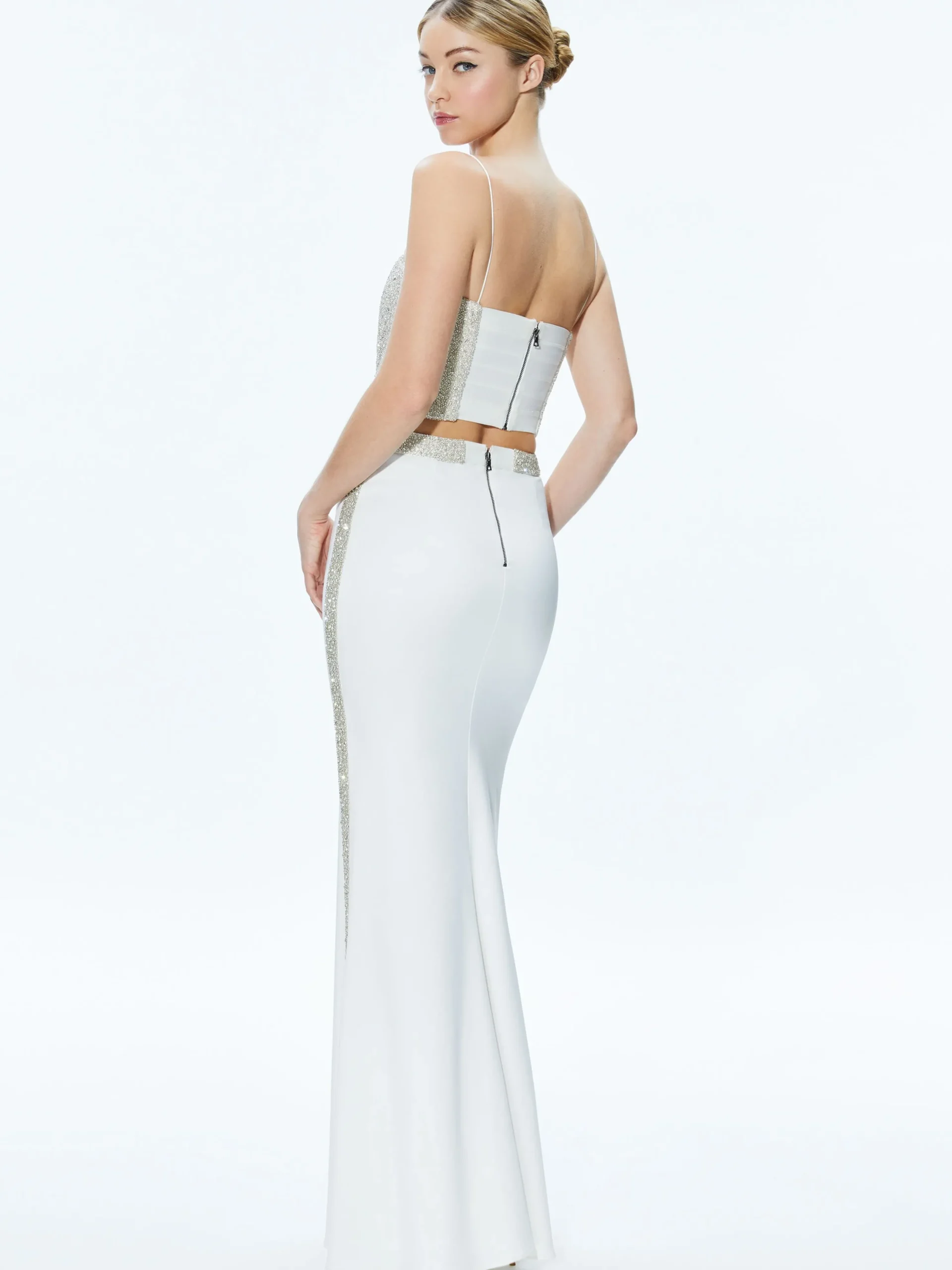 Alice and Olivia CERESI EMBELLISHED CROP TOP + MARILYNN EMBELLISHED MAXI SKIRT *CLOTHING
