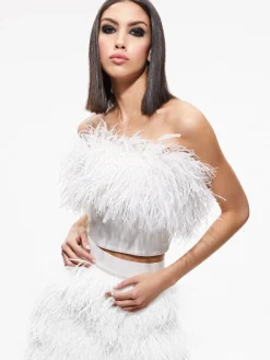 Alice and Olivia CERESI FEATHER TOP + CINA FEATHER MINI SKIRT *CLOTHING