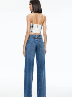 Alice and Olivia CERESI TWEED CROP TOP OFF WHITE/BLACK*FEATURED SHOPS | CLOTHING