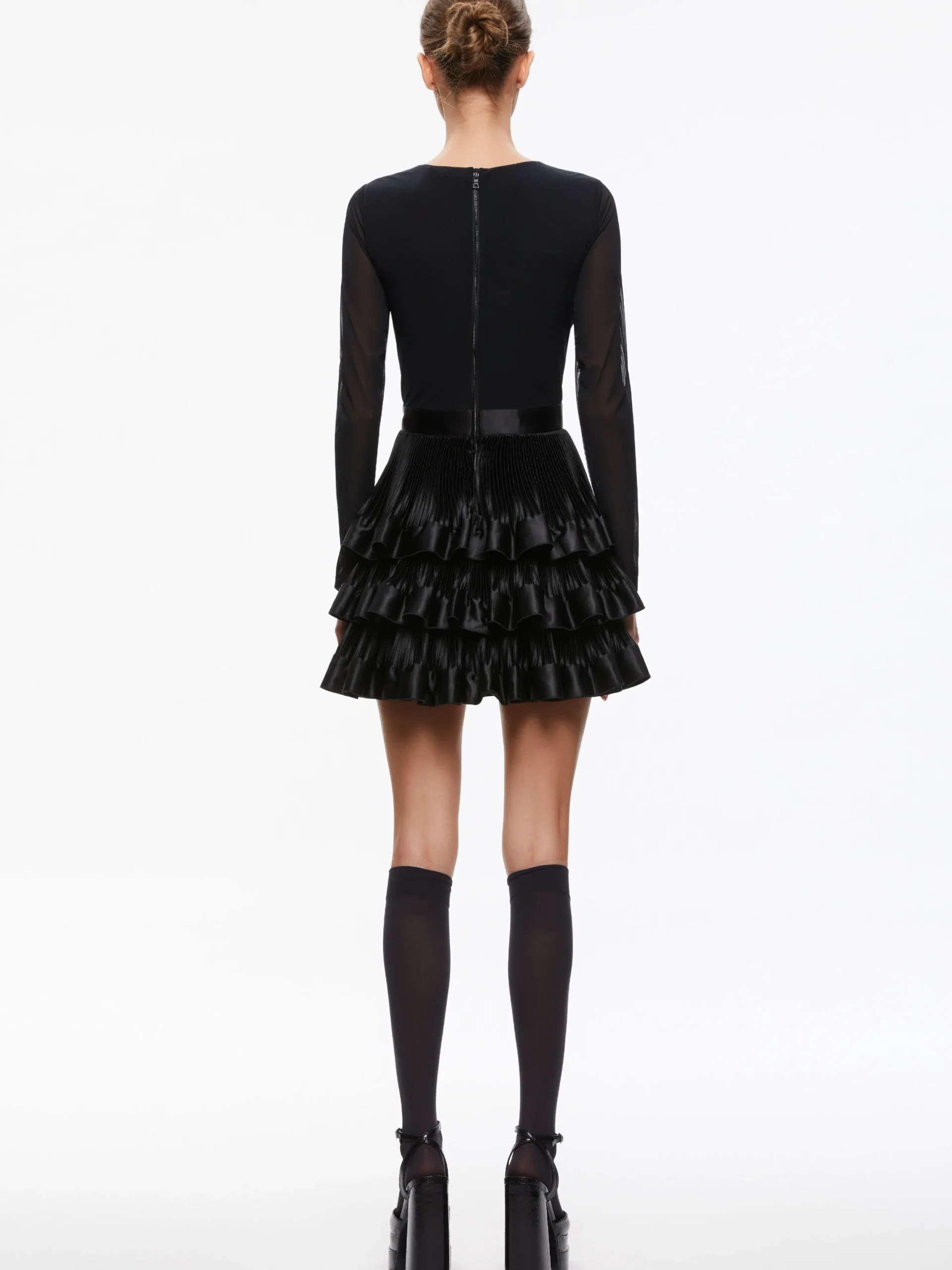 Alice and Olivia CHARA TIERED RUFFLE MINI DRESS BLACK*DRESSES | DRESSES | CLOTHING