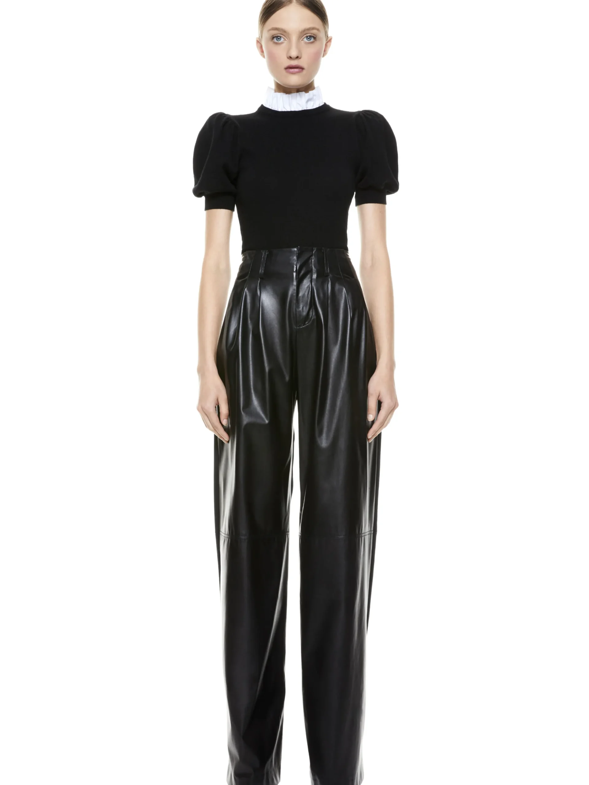 Alice and Olivia CHASE PUFF SLEEVE SWEATER WITH COLLAR *FEATURED SHOPS | CLOTHING