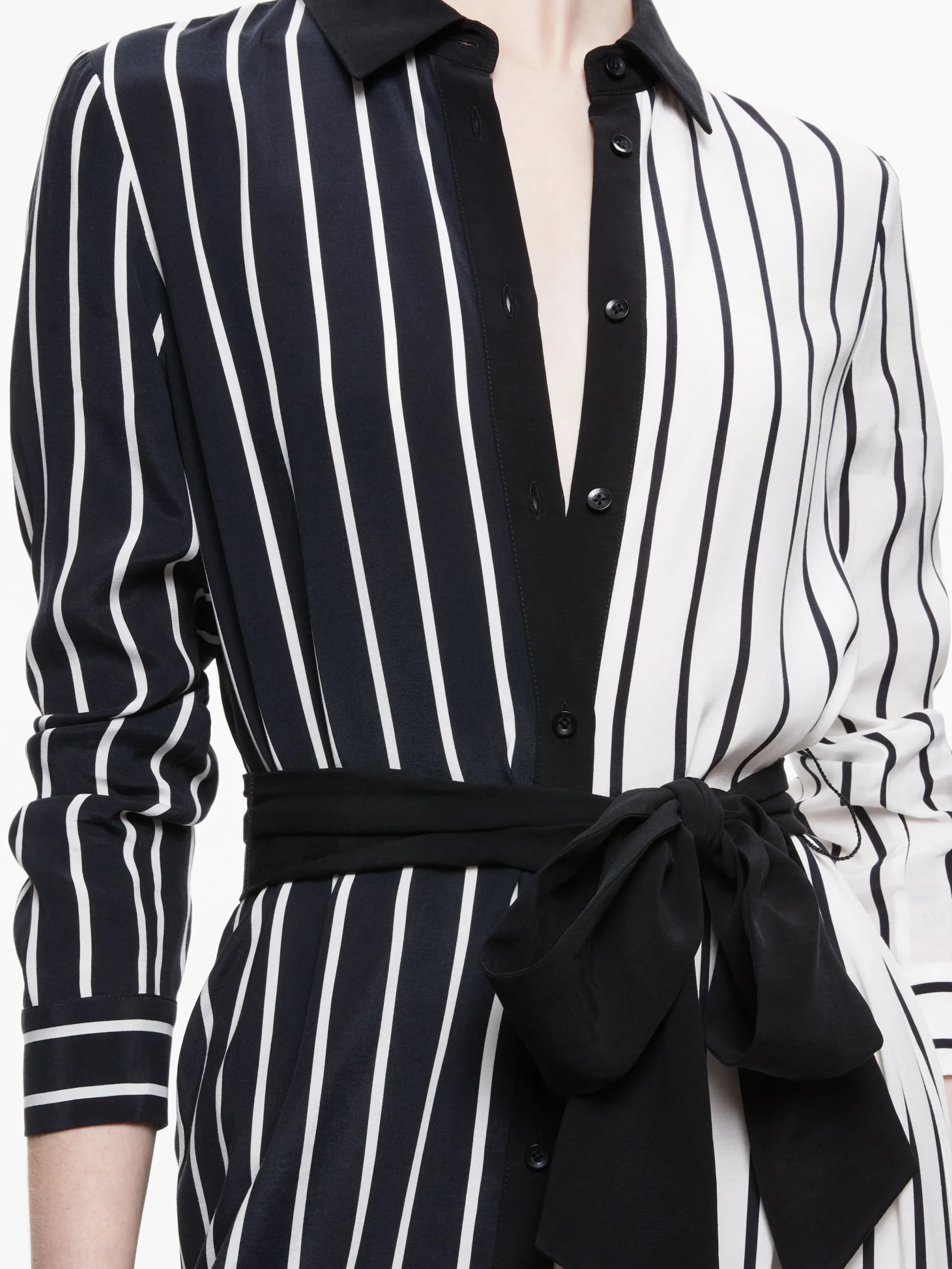Alice and Olivia CHASSIDY MAXI SHIRT DRESS VERTICAL PALAZZO STRIPE BLACK*FEATURED SHOPS | DRESSES | CLOTHING
