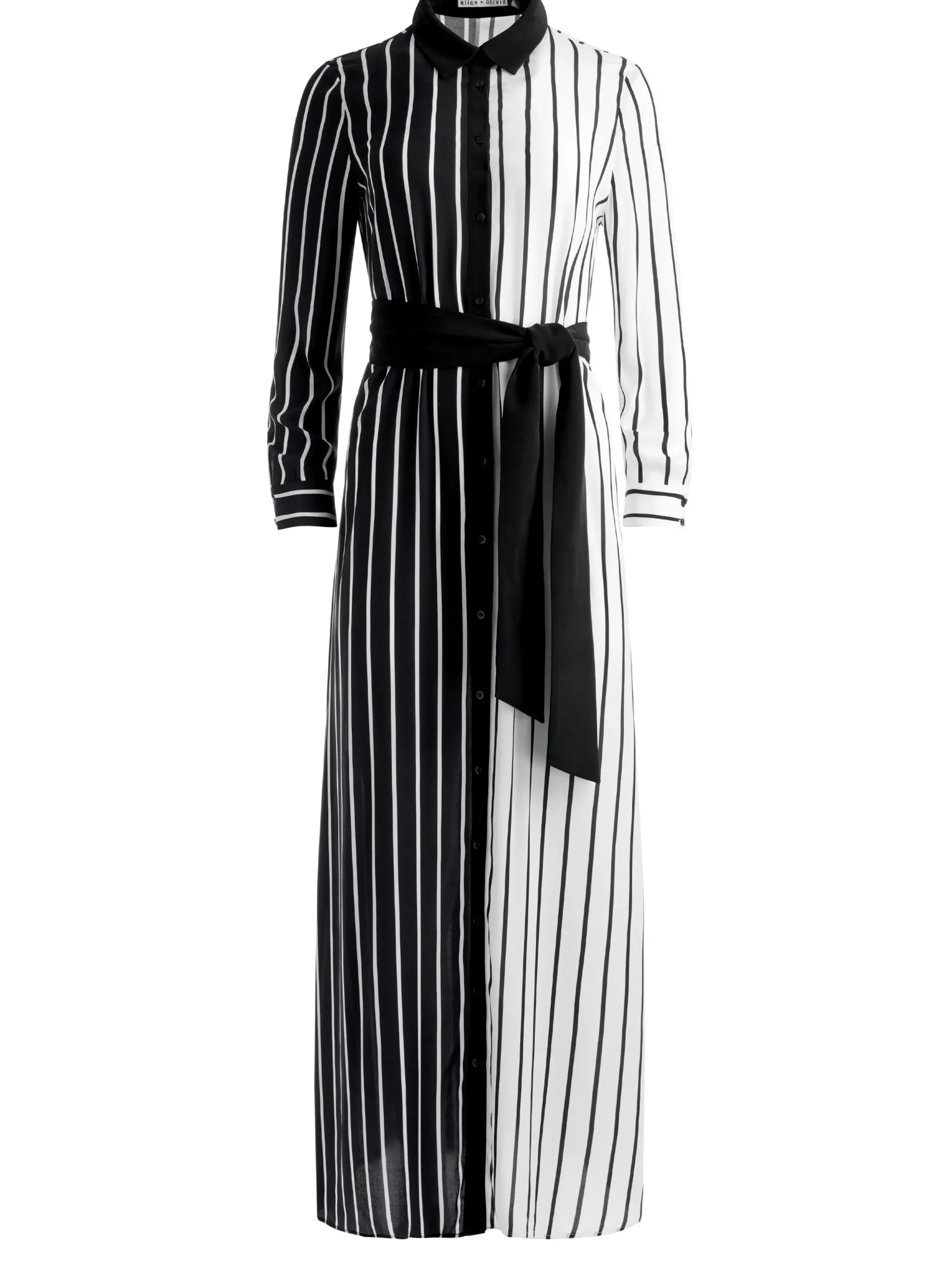 Alice and Olivia CHASSIDY MAXI SHIRT DRESS VERTICAL PALAZZO STRIPE BLACK*FEATURED SHOPS | DRESSES | CLOTHING