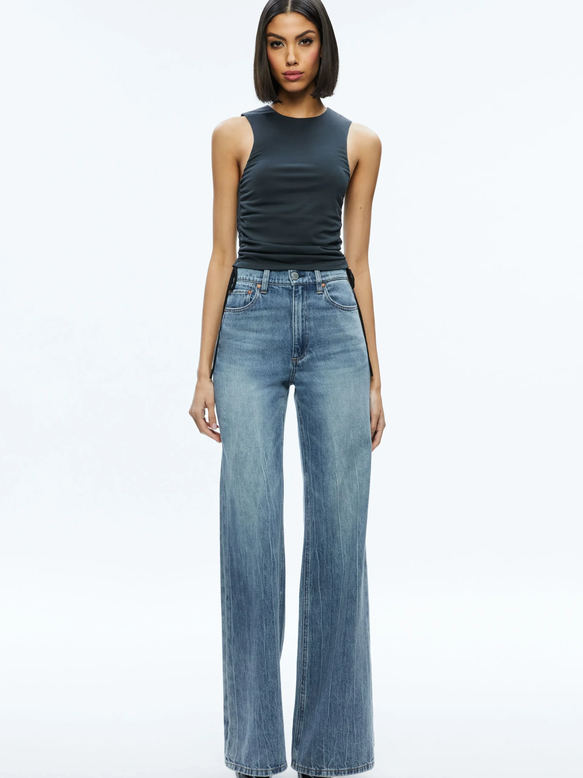 Alice and Olivia CHRISSY CREWNECK RUCHED CROP TOP *FEATURED SHOPS | CLOTHING