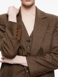 Alice and Olivia COLLEY NOTCH COLLAR BLAZER CAMEL/BLACK*FEATURED SHOPS | CLOTHING