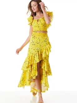Alice and Olivia CRISTINA WRAP RUFFLE SKIRT ESCAPE DITSY SUNBEAM*CLOTHING