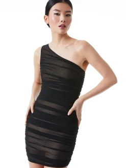 Alice and Olivia CRUZ RUCHED MINI DRESS BLACK*DRESSES | CLOTHING