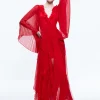 Alice and Olivia DAY SUNBURST SLEEVE MAXI DRESS PERFECT RUBY*DRESSES | DRESSES | CLOTHING