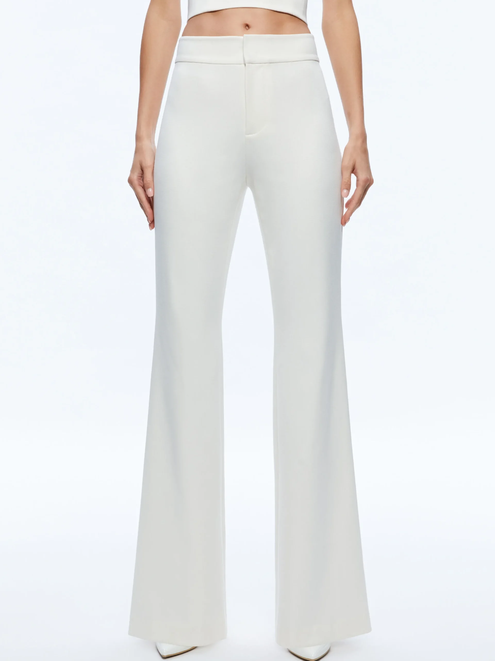 Alice and Olivia DEANNA HIGH WAISTED BOOTCUT PANT ECRU*CLOTHING