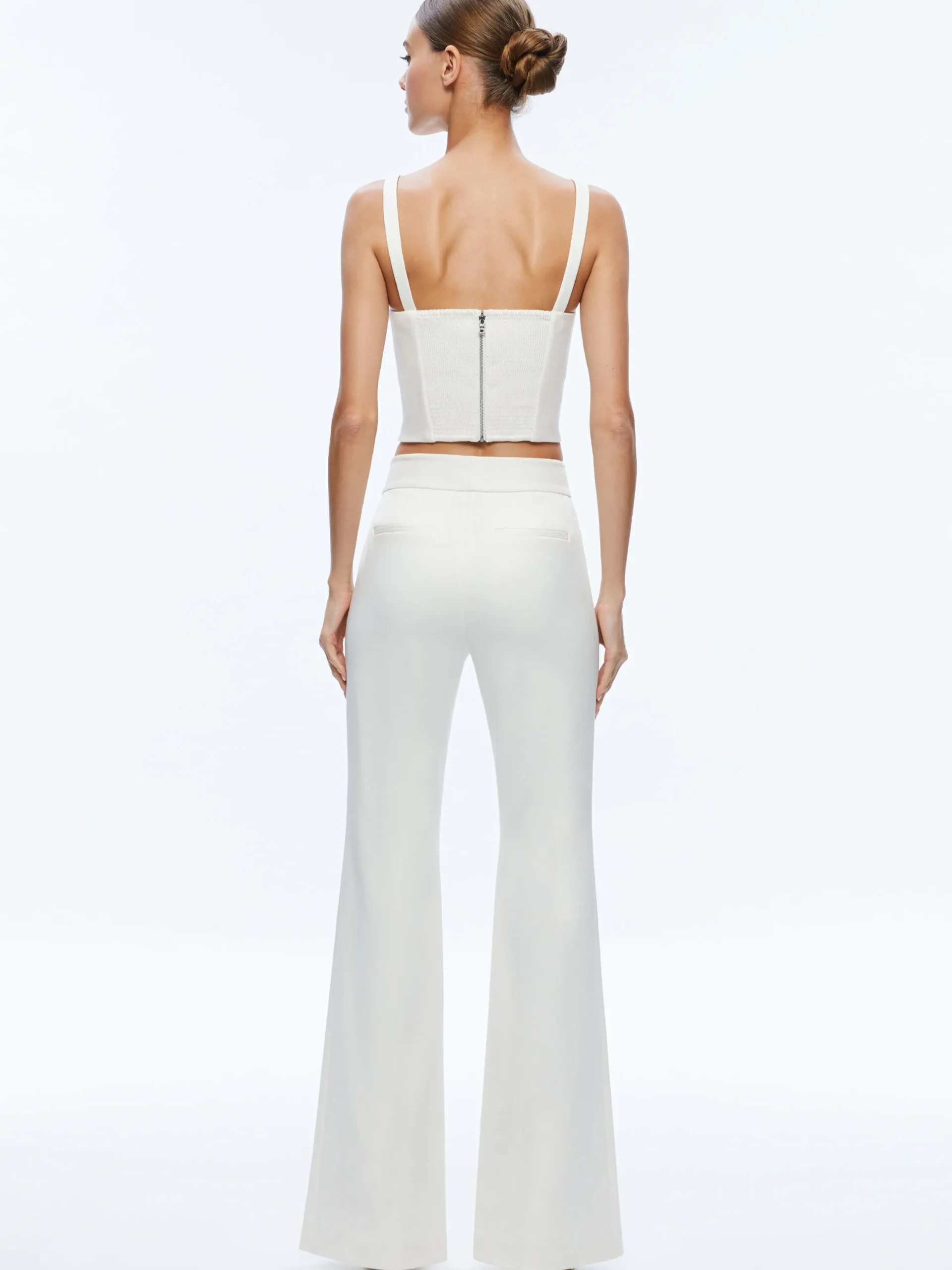 Alice and Olivia DEANNA HIGH WAISTED BOOTCUT PANT ECRU*CLOTHING