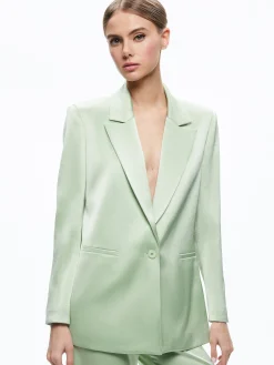 Alice and Olivia DENNY NOTCH COLLAR BOYFRIEND BLAZER + DEANNA HIGH WAISTED BOOTCUT PANT *CLOTHING
