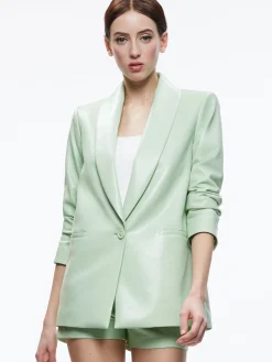 Alice and Olivia DENNY VEGAN LEATHER SHAWL COLLAR BLAZER + OLIVIA VEGAN LEATHER SHORT *CLOTHING