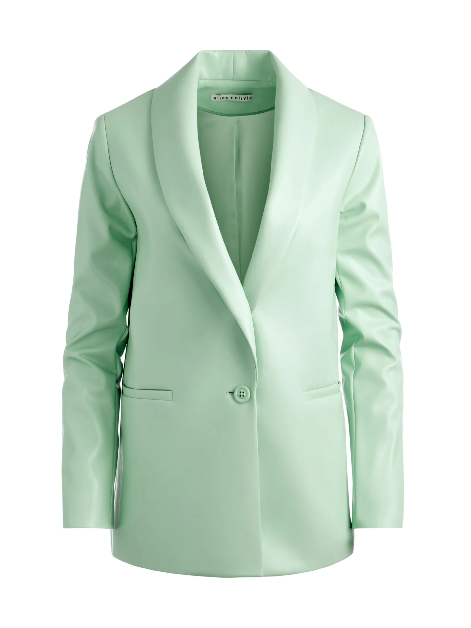 Alice and Olivia DENNY VEGAN LEATHER SHAWL COLLAR BLAZER + OLIVIA VEGAN LEATHER SHORT *CLOTHING