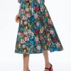 Alice and Olivia EARLA VEGAN LEATHER FLARE SKIRT BREEZE FLORAL*FEATURED SHOPS | CLOTHING