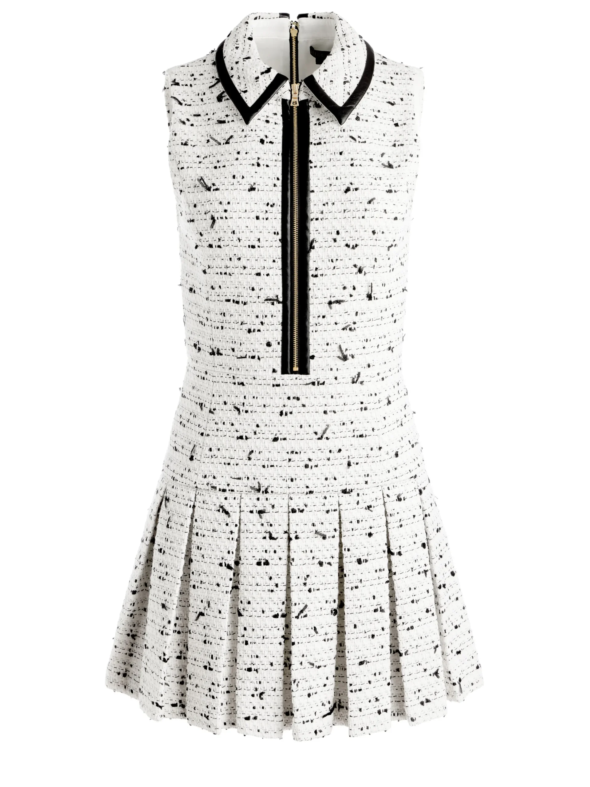 Alice and Olivia ELLIS TWEED BOX PLEAT DRESS OFF WHITE/BLACK*FEATURED SHOPS | FEATURED SHOPS | FEATURED SHOPS | DRESSES | CLOTHING