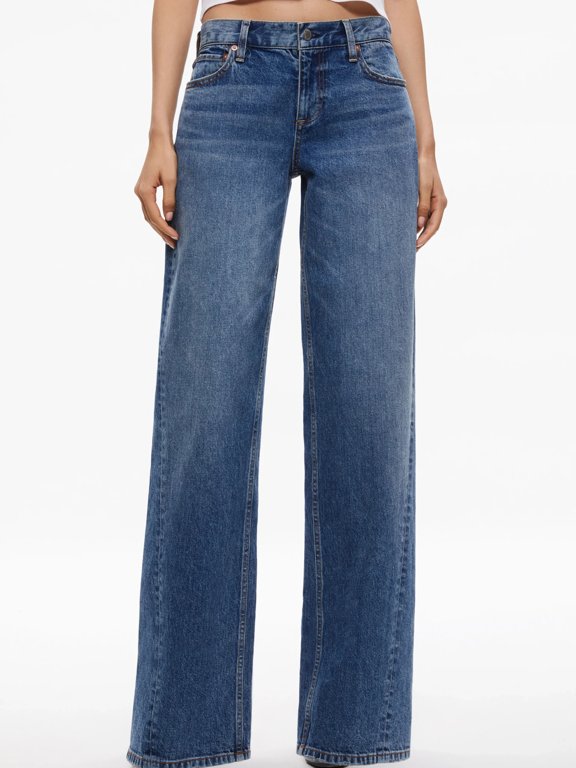 Alice and Olivia ERNIE LOW RISE BUCKLE BACK JEAN AVERY BLUE*FEATURED SHOPS | CLOTHING | CLOTHING